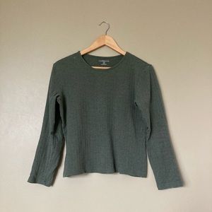 {Croft & Barrow} Moss Green Long Sleeve Ribbed T-Shirt
